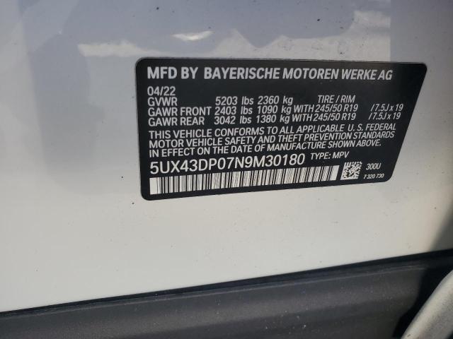 2022 BMW X3 SDRIVE3 5UX43DP07N9M30180
