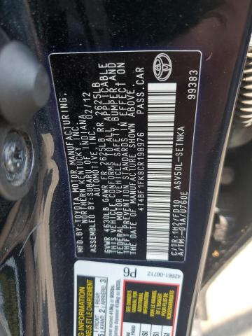 2012 TOYOTA CAMRY BASE - 4T4BF1FK8CR198976