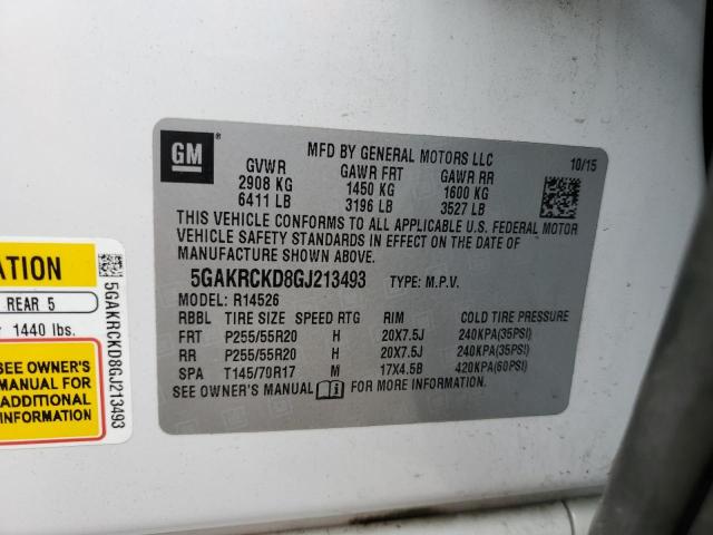 2016 BUICK ENCLAVE 5GAKRCKD8GJ213493