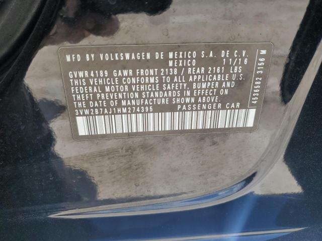 2017 VOLKSWAGEN JETTA S - 3VW2B7AJ1HM274395