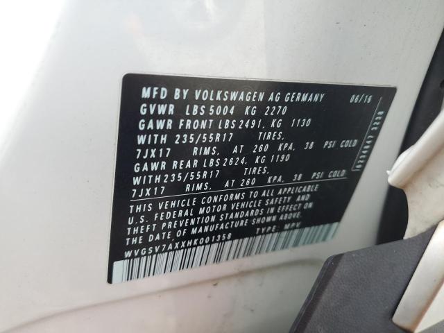 2017 VOLKSWAGEN TIGUAN WOL WVGSV7AXXHK001358