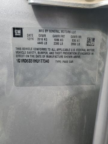 2017 CHEVROLET VOLT PREMIER 1G1RD6S51HU177340