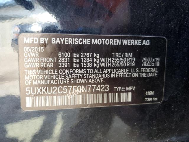 2015 BMW X6 XDRIVE35I 5UXKU2C57F0N77423