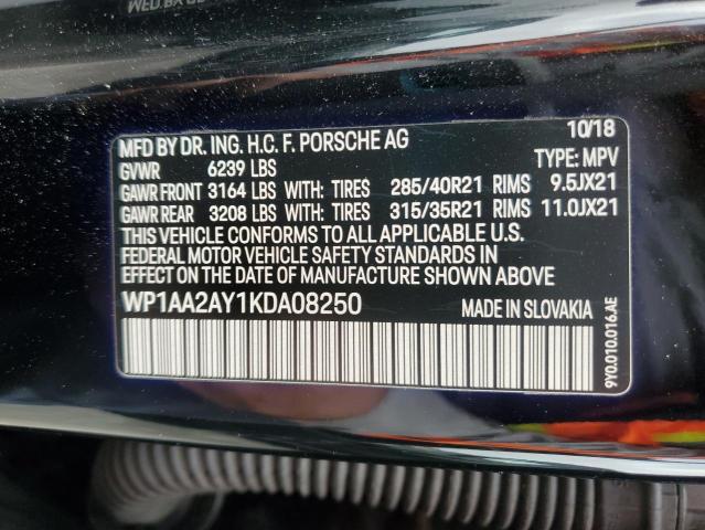 2019 PORSCHE CAYENNE WP1AA2AY1KDA08250