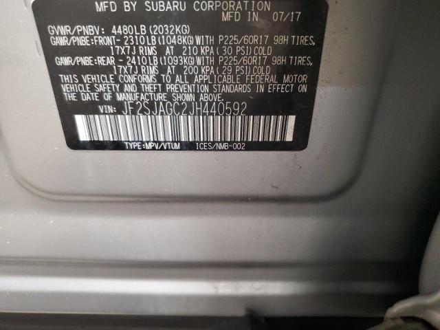 2018 SUBARU FORESTER 2 JF2SJAGC2JH440592