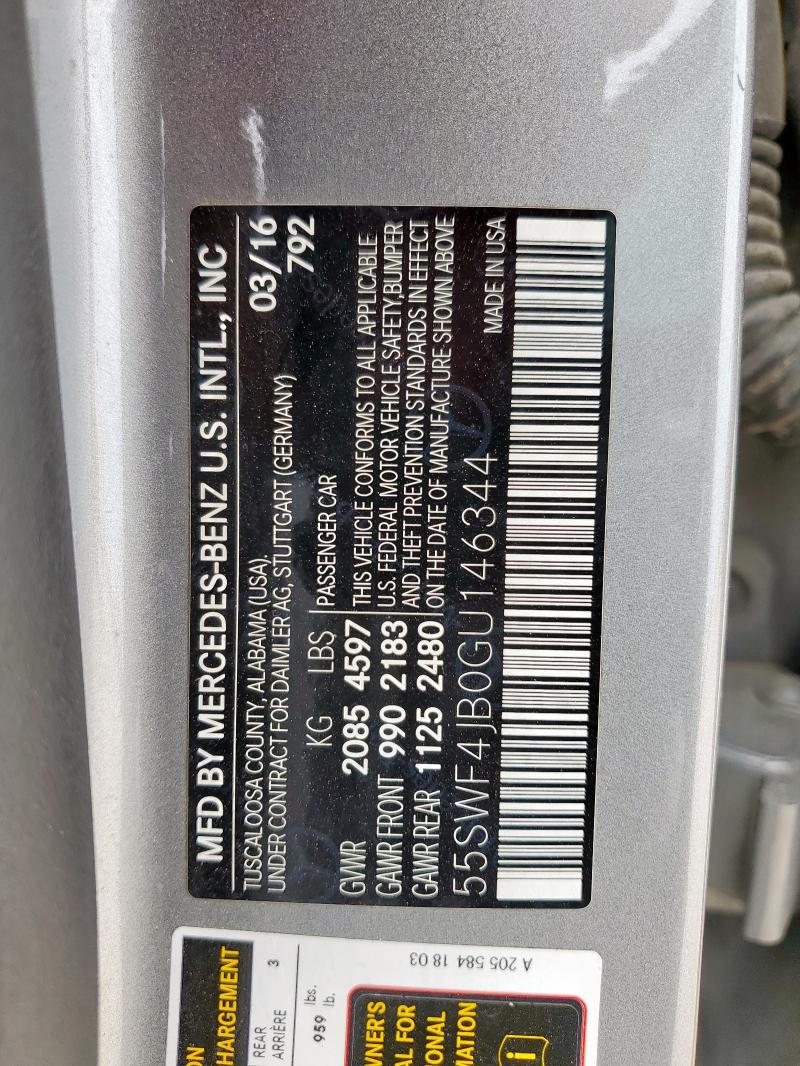 2016 MERCEDES-BENZ C 300 55SWF4JB0GU146344