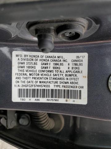 2017 HONDA CIVIC LX 2HGFC2F57HH574555