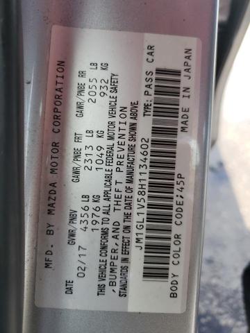 2017 MAZDA 6 TOURING JM1GL1V58H1134602