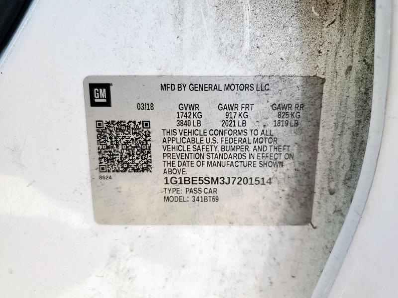 2018 CHEVROLET CRUZE LT 1G1BE5SM3J7201514