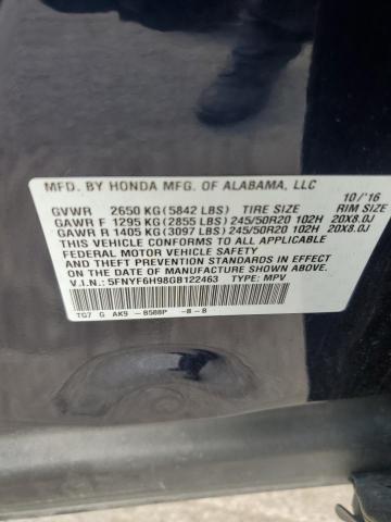 2016 HONDA PILOT TOUR 5FNYF6H98GB122463