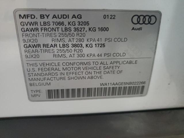 2022 AUDI E-TRON SPO WA11AAGE5NB022266
