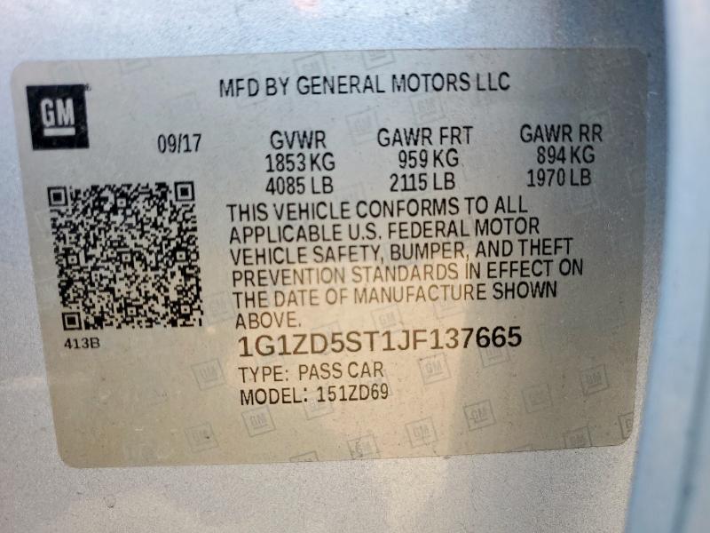 2018 CHEVROLET MALIBU LT - 1G1ZD5ST1JF137665