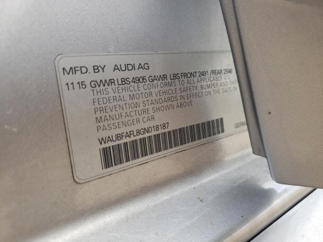 2016 AUDI A4 PREMIUM WAUBFAFL8GN018187