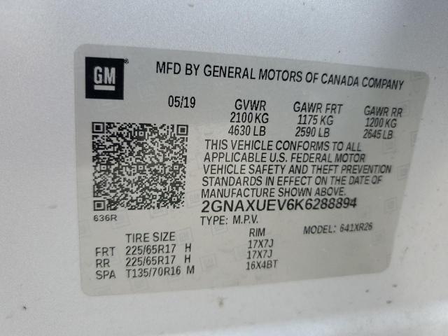 2019 CHEVROLET EQUINOX LT 2GNAXUEV6K6288894