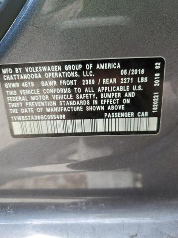2016 VOLKSWAGEN PASSAT SE 1VWBS7A36GC055496