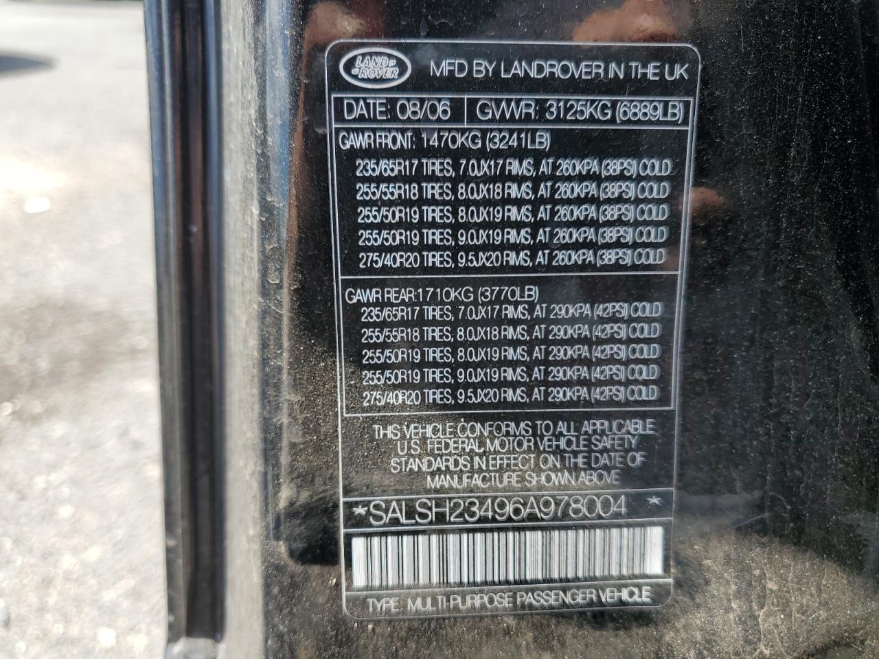 Lot #3225734828 2006 LAND ROVER RANGE ROVER SPORT SUPERCHARGED