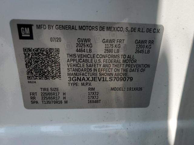 2020 CHEVROLET EQUINOX LT 3GNAXJEV1LS709079