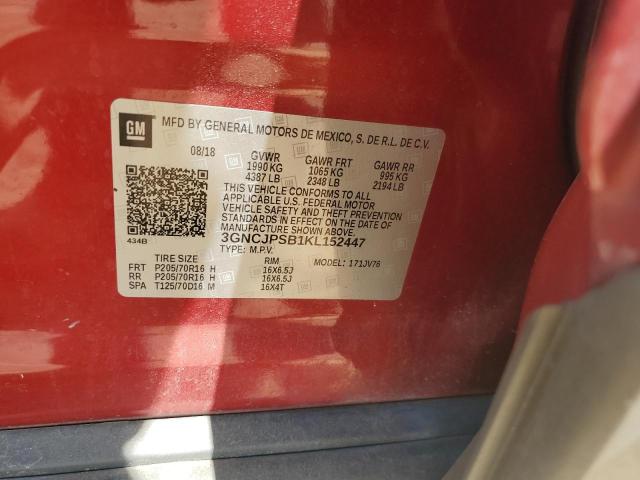 2019 CHEVROLET TRAX 1LT 3GNCJPSB1KL152447