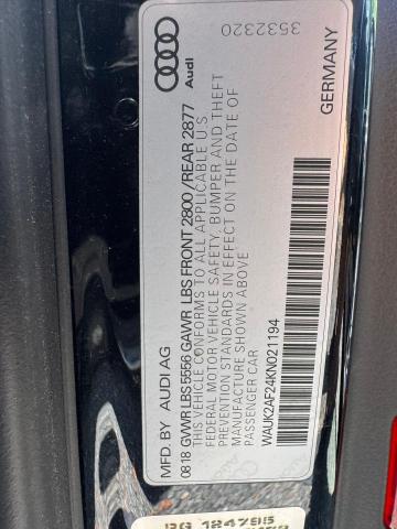 2019 AUDI A6 PREMIUM WAUK2AF24KN021194