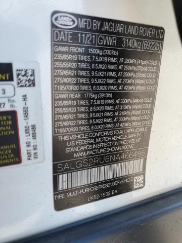 2022 LAND ROVER RANGE ROVER HSE WESTMINSTER EDITION SALGS2RU6NA466486