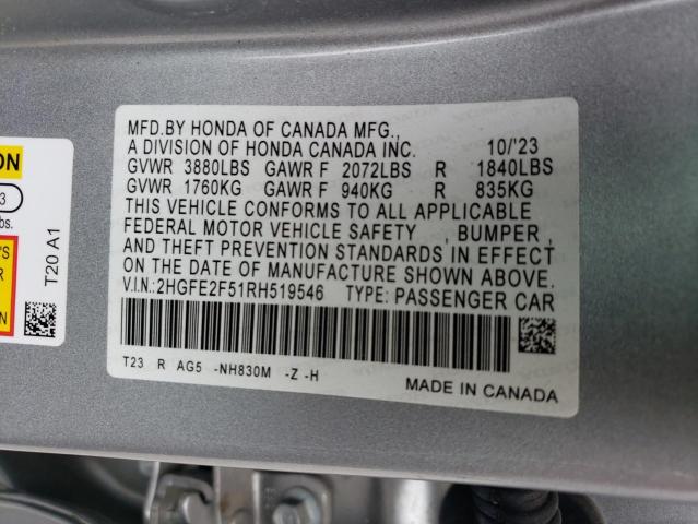 2024 HONDA CIVIC SPOR 2HGFE2F51RH519546