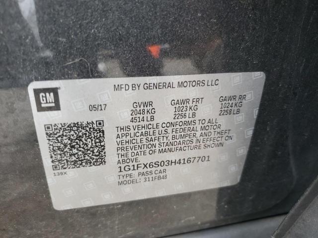 2017 CHEVROLET BOLT EV PR 1G1FX6S03H4167701