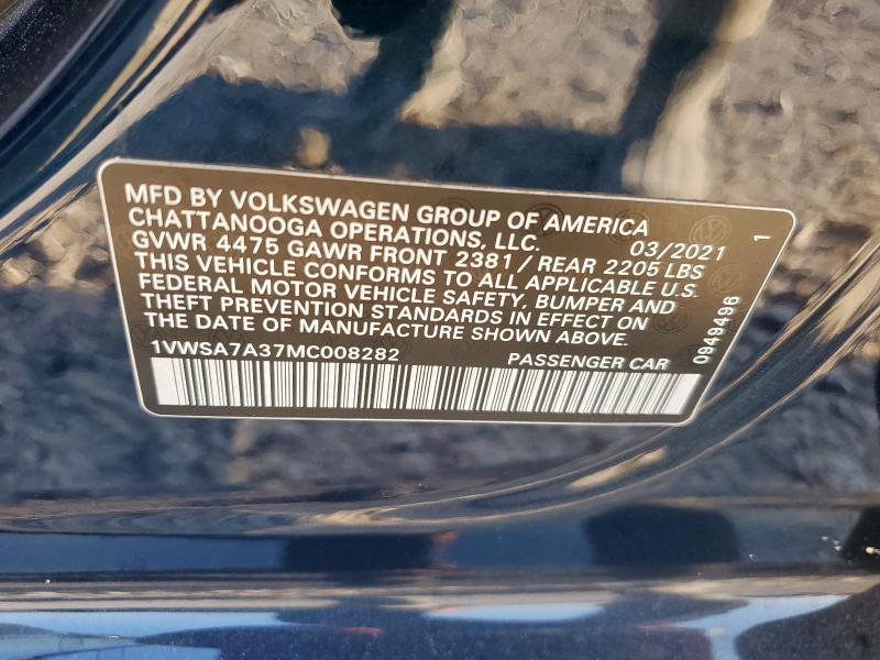 2021 VOLKSWAGEN PASSAT SE 1VWSA7A37MC008282