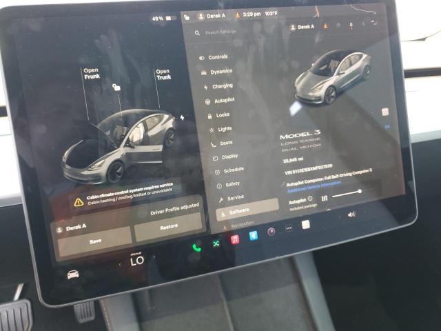 2021 TESLA MODEL 3 5YJ3E1EBXMF937539