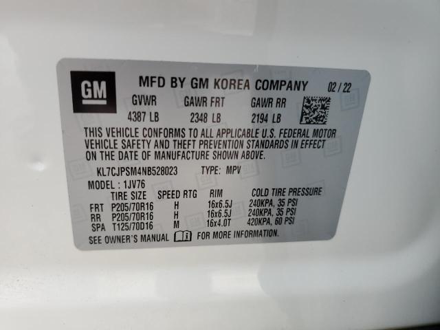 2022 CHEVROLET TRAX 1LT KL7CJPSM4NB528023