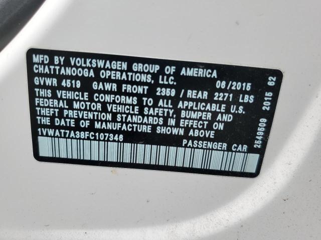 2015 VOLKSWAGEN PASSAT S 1VWAT7A38FC107346