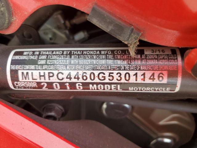 2016 HONDA CBR500 R MLHPC4460G5301146