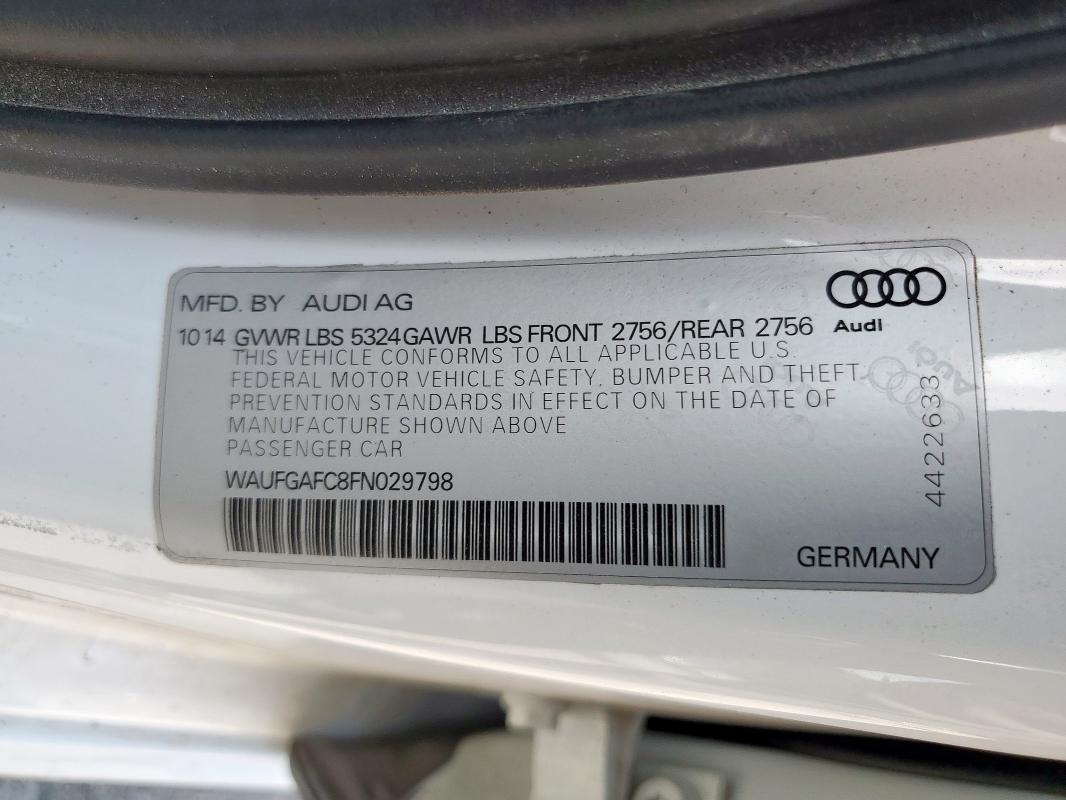 2015 AUDI A6 PREMIUM WAUFGAFC8FN029798