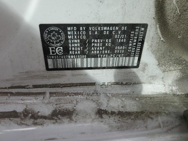 2021 VOLKSWAGEN GOLF 3VWG57AU7MM015380