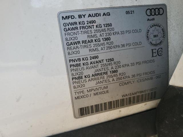 2021 AUDI Q5 PROGRESSIV WA1EAAFY8M2113317
