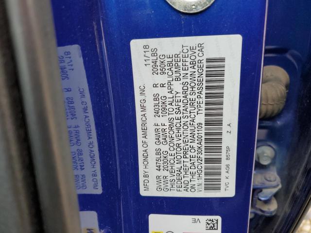2019 HONDA ACCORD SPO 1HGCV2F30KA001109