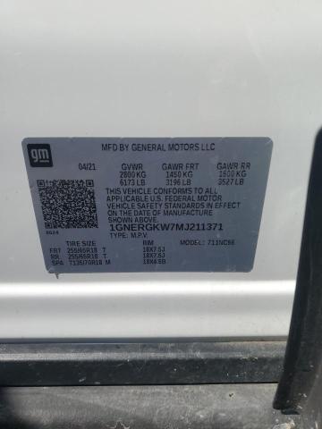 2021 CHEVROLET TRAVERSE LT 1GNERGKW7MJ211371