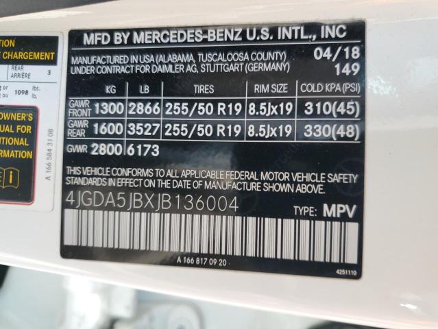 2018 MERCEDES-BENZ GLE 350 4JGDA5JBXJB136004