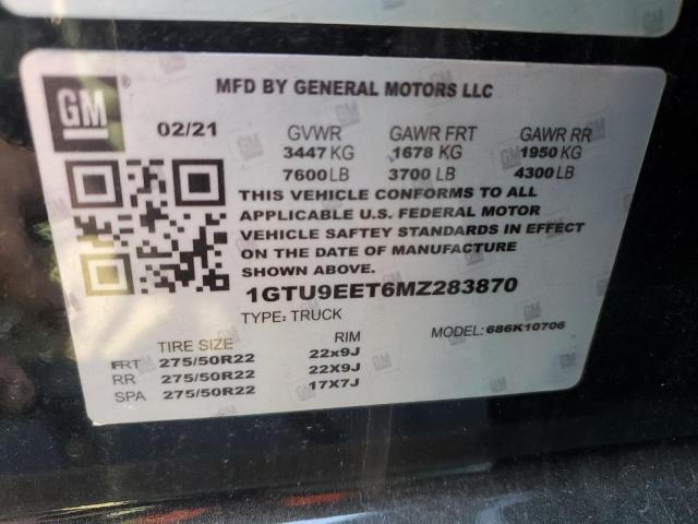 2021 GMC SIERRA K15 - 1GTU9EET6MZ283870