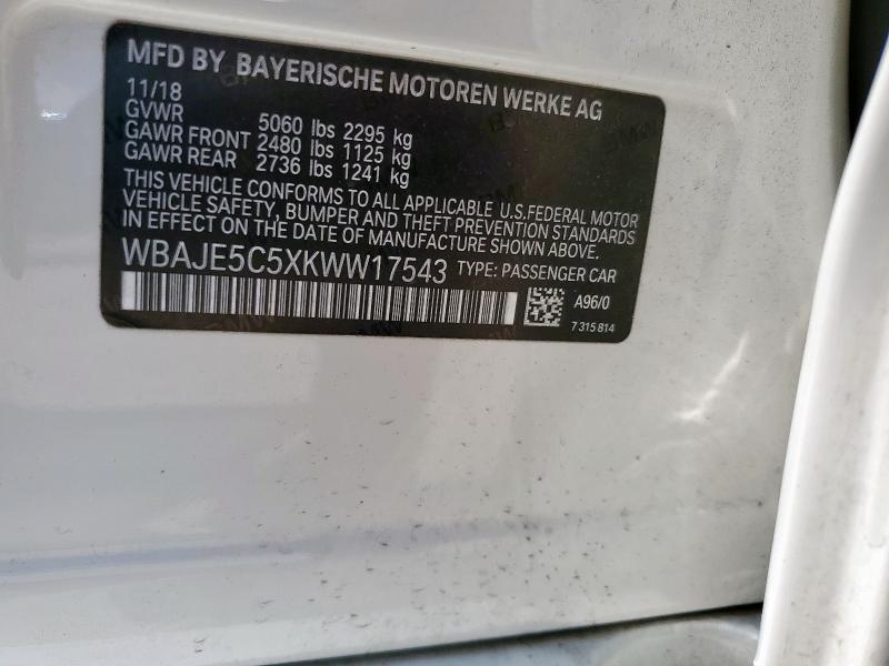 2019 BMW 540 I WBAJE5C5XKWW17543