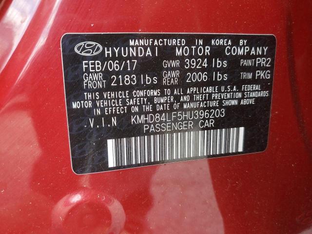 2017 HYUNDAI ELANTRA SE KMHD84LF5HU396203