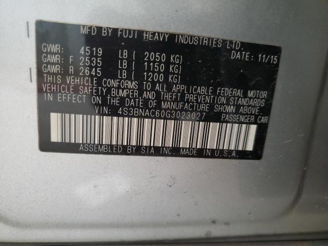 2016 SUBARU LEGACY 2.5 4S3BNAC60G3023027