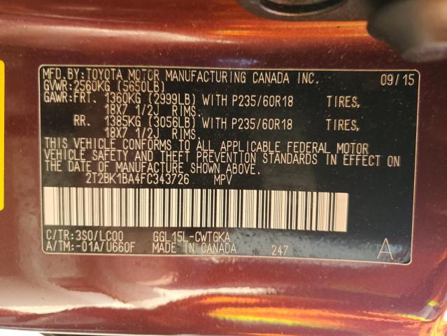2015 LEXUS RX 350 BAS - 2T2BK1BA4FC343726