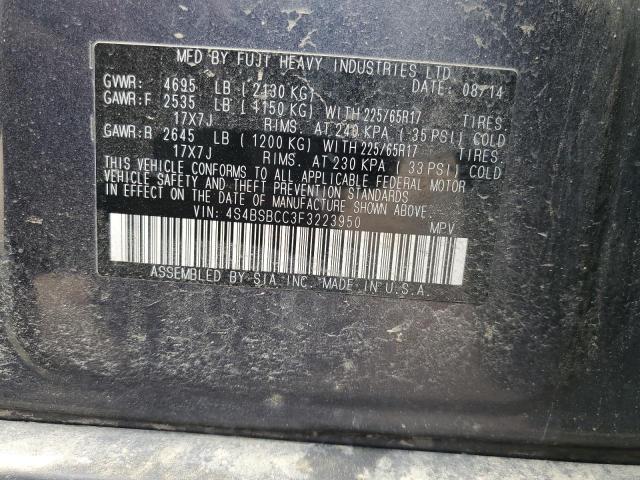 2015 SUBARU OUTBACK 2. 4S4BSBCC3F3223950