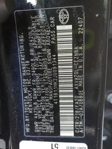 2018 TOYOTA CAMRY L 4T1B11HK2JU091344
