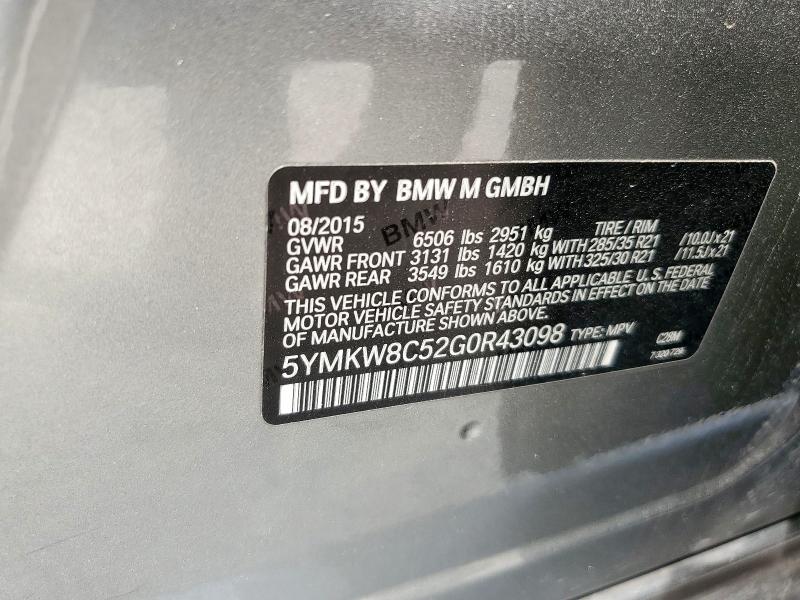 2016 BMW X6 M 5YMKW8C52G0R43098