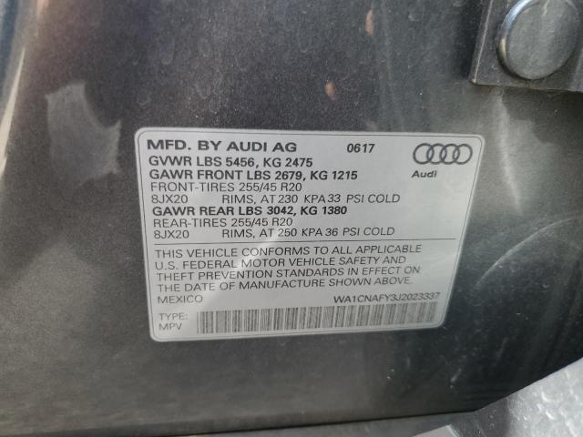 2018 AUDI Q5 PRESTIG WA1CNAFY3J2023337