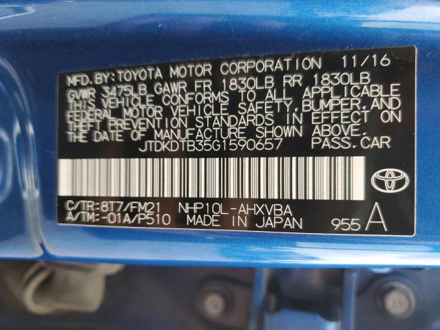 2016 TOYOTA PRIUS C JTDKDTB35G1590657