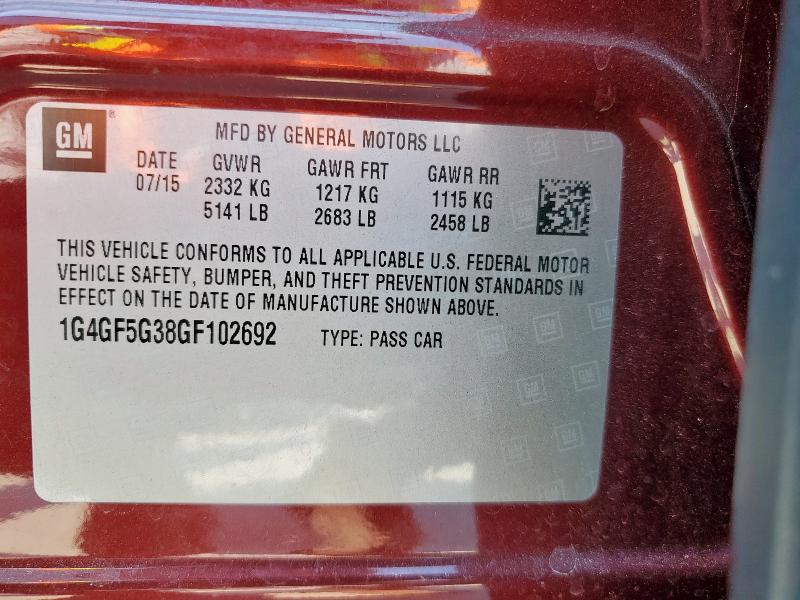 2016 BUICK LACROSSE P 1G4GF5G38GF102692