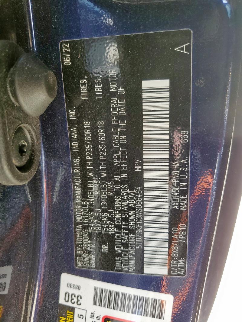 2022 TOYOTA SIENNA LIM 5TDZSKFC3NS066464