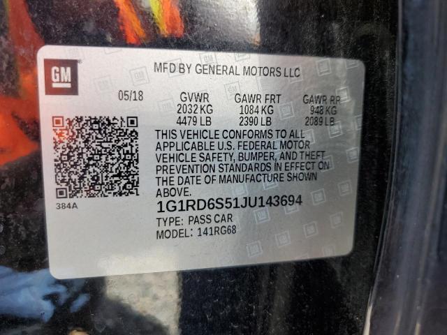 2018 CHEVROLET VOLT PREMIER 1G1RD6S51JU143694